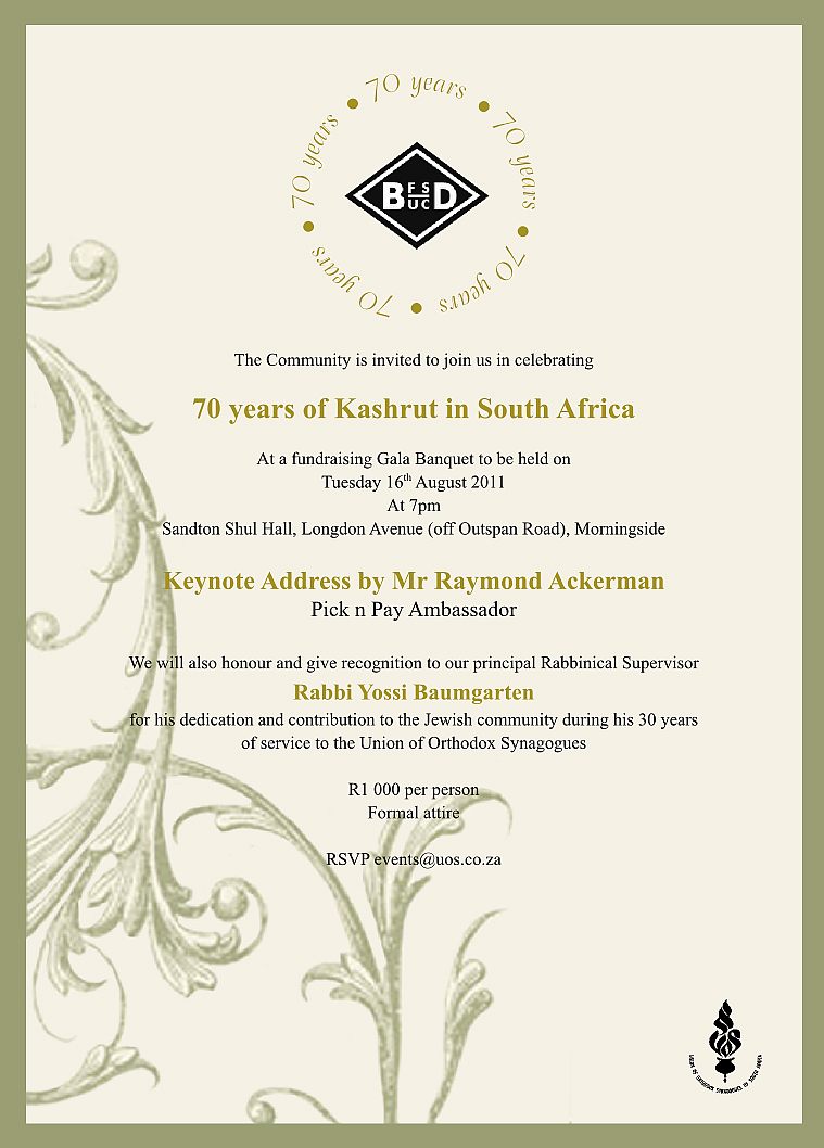 Celebrating 70 years of Kashrut in South Africa